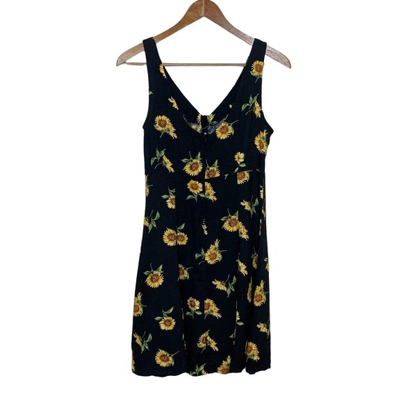 I.N. San Francisco Sundress Sunflower Mini Dress Tie Front Sleeveless Size 7 - Picture 7 of 10